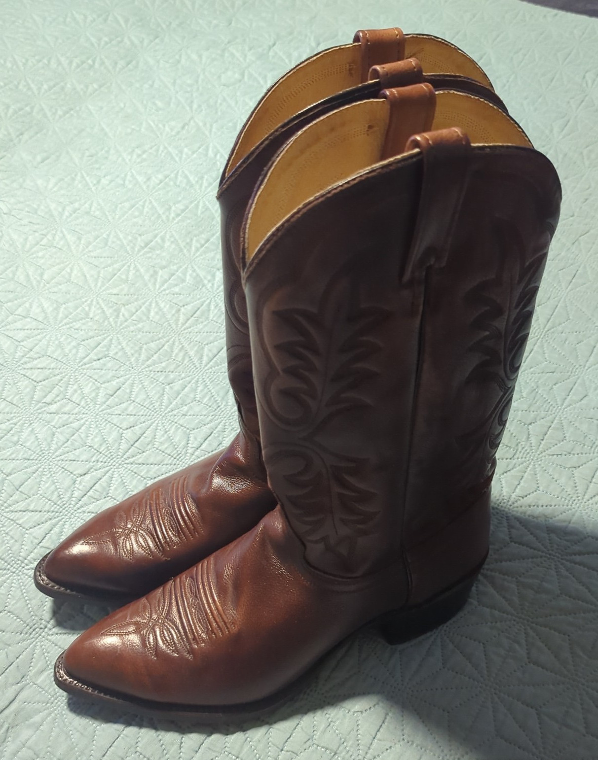 J Chisholm Handcrafted Vtg Western Cowboy Boots Men’s Sz 10D Style 5524 Walnut