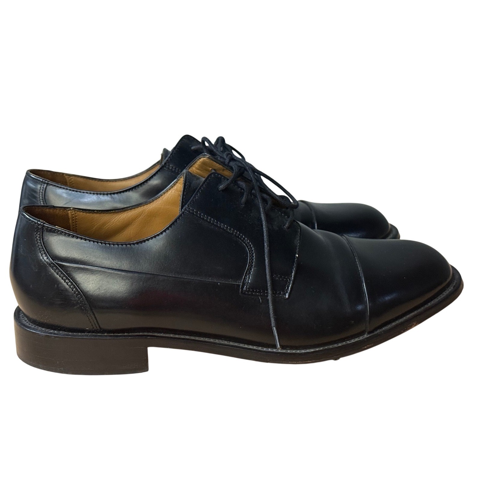 Bostonian Mens Black Leather Cap Toe Derby Dress Shoes 25030 Size 9 W