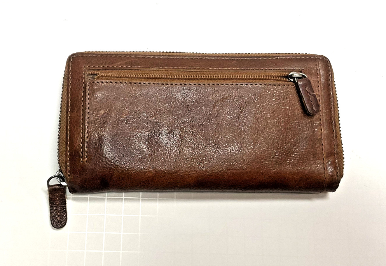 Landleder Authentic Brown Leather Clutch Wallet Multipocket Credit Card Germany