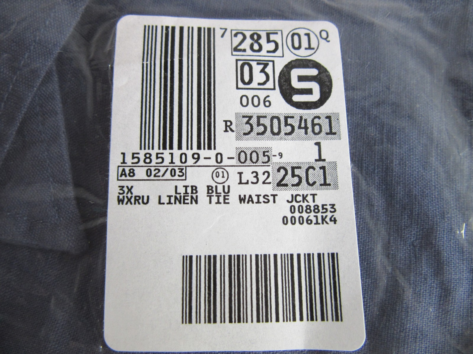 Lands’ End Linen Cotton Blend Long Sleeved Blue Jacket #416975 Size 3X NEW!