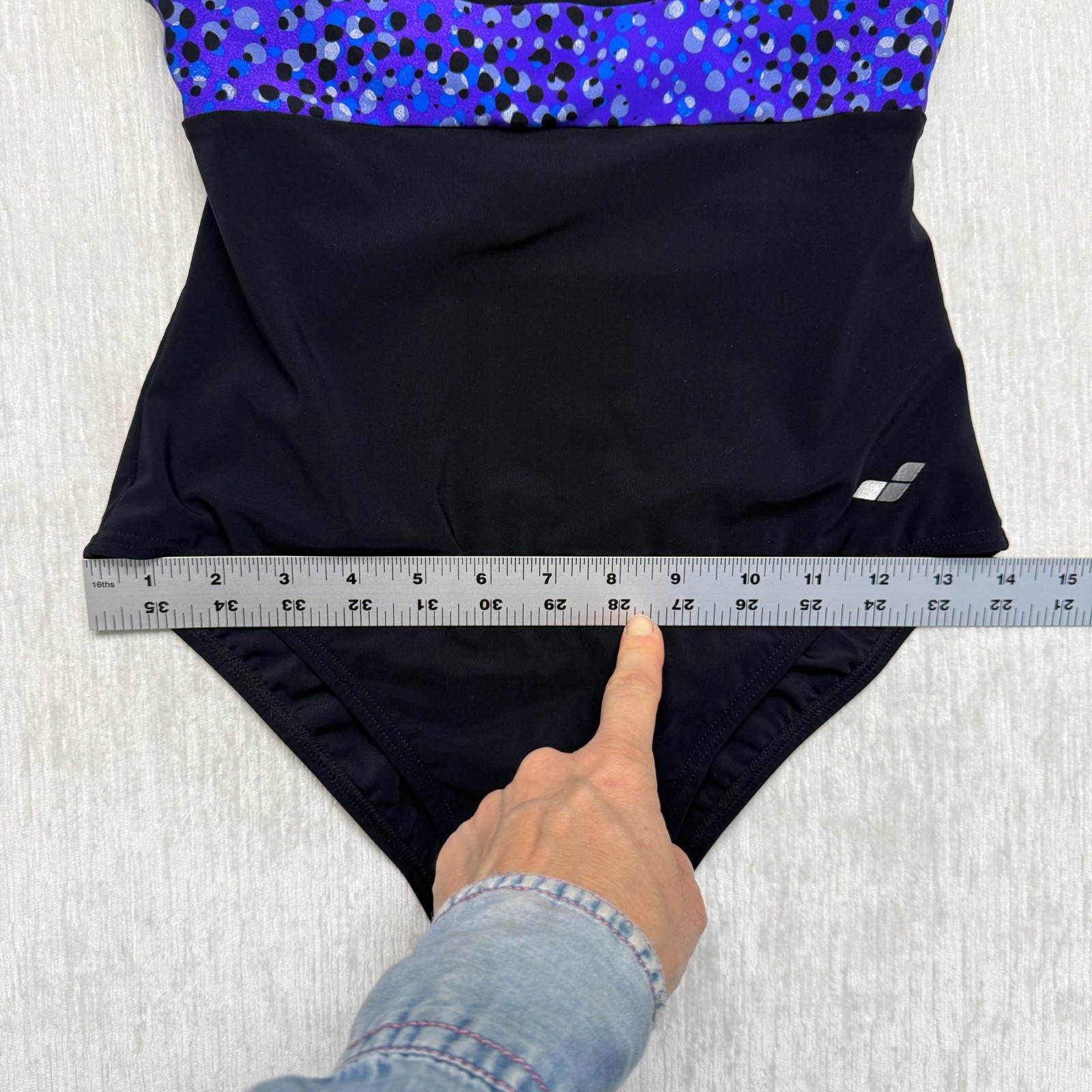Arena W Anna Wing Back One Piece Womens 34 Black Purple Stretch Athletic Beach