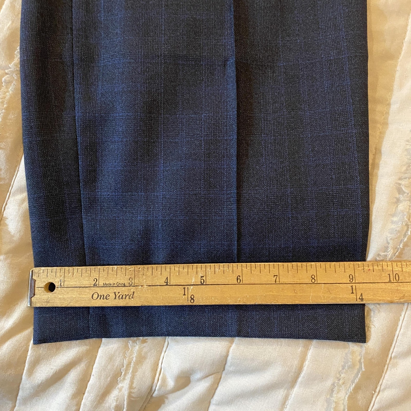 Hickey Freeman Suit Mens 42R 36×30 Blue Check Wool 2 Piece Saks Fifth Two Button