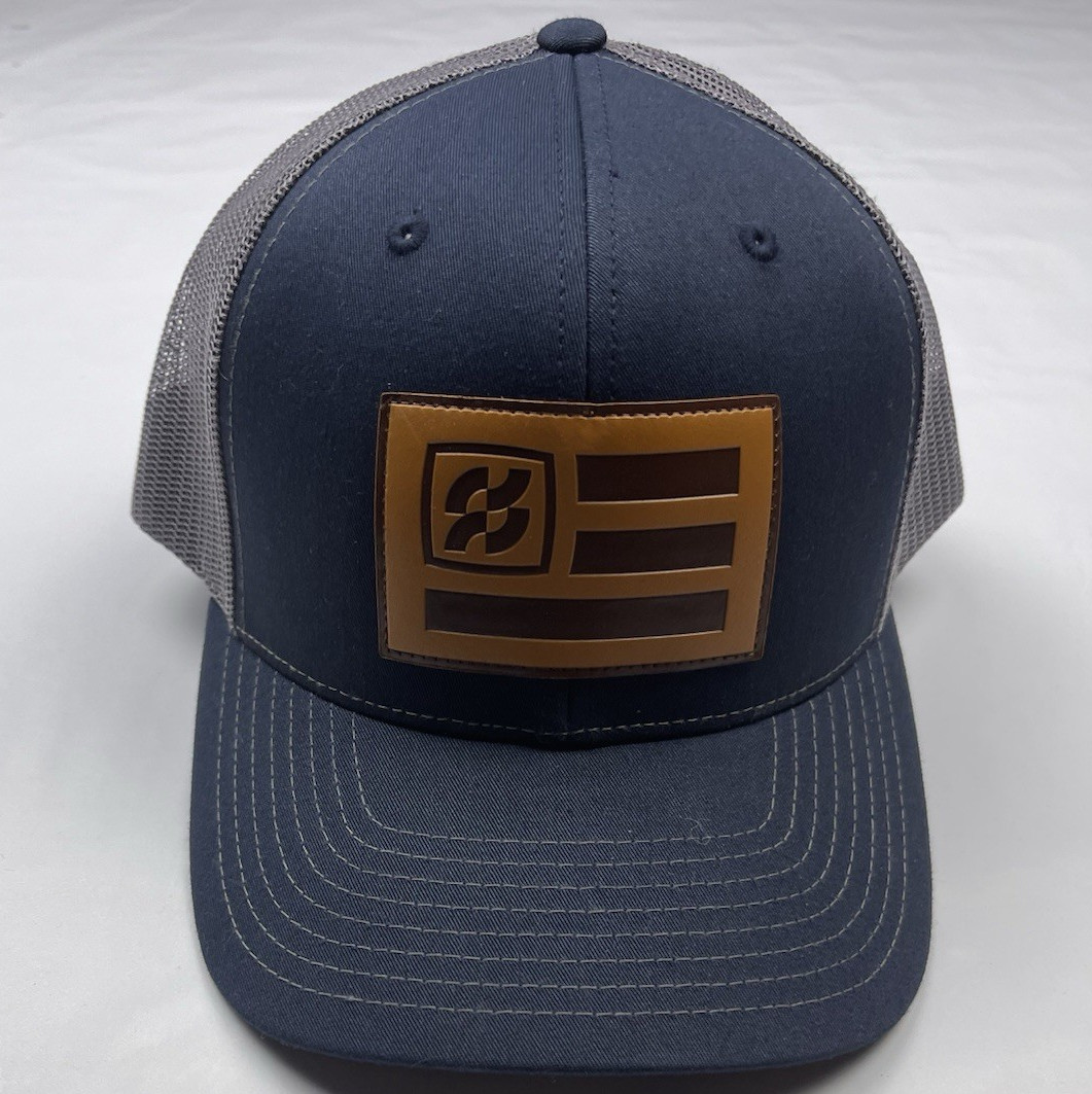 Richardson 112 Trucker Hat Navy/Gray Mesh Back Adjustable Flag Patch One Size