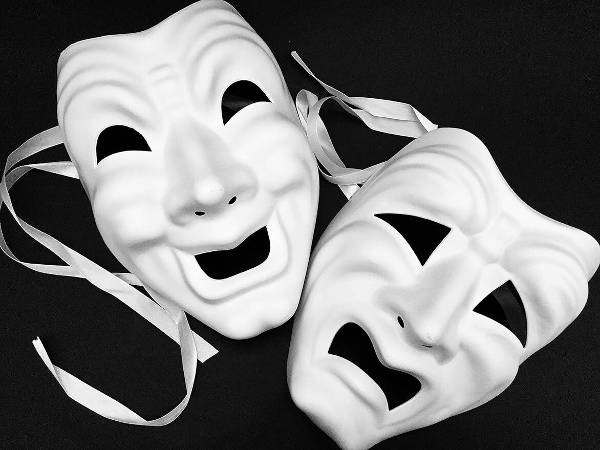 Blank DIY Masquerade Comedy Tragedy Mask Unisex Adult Performance Play Halloween