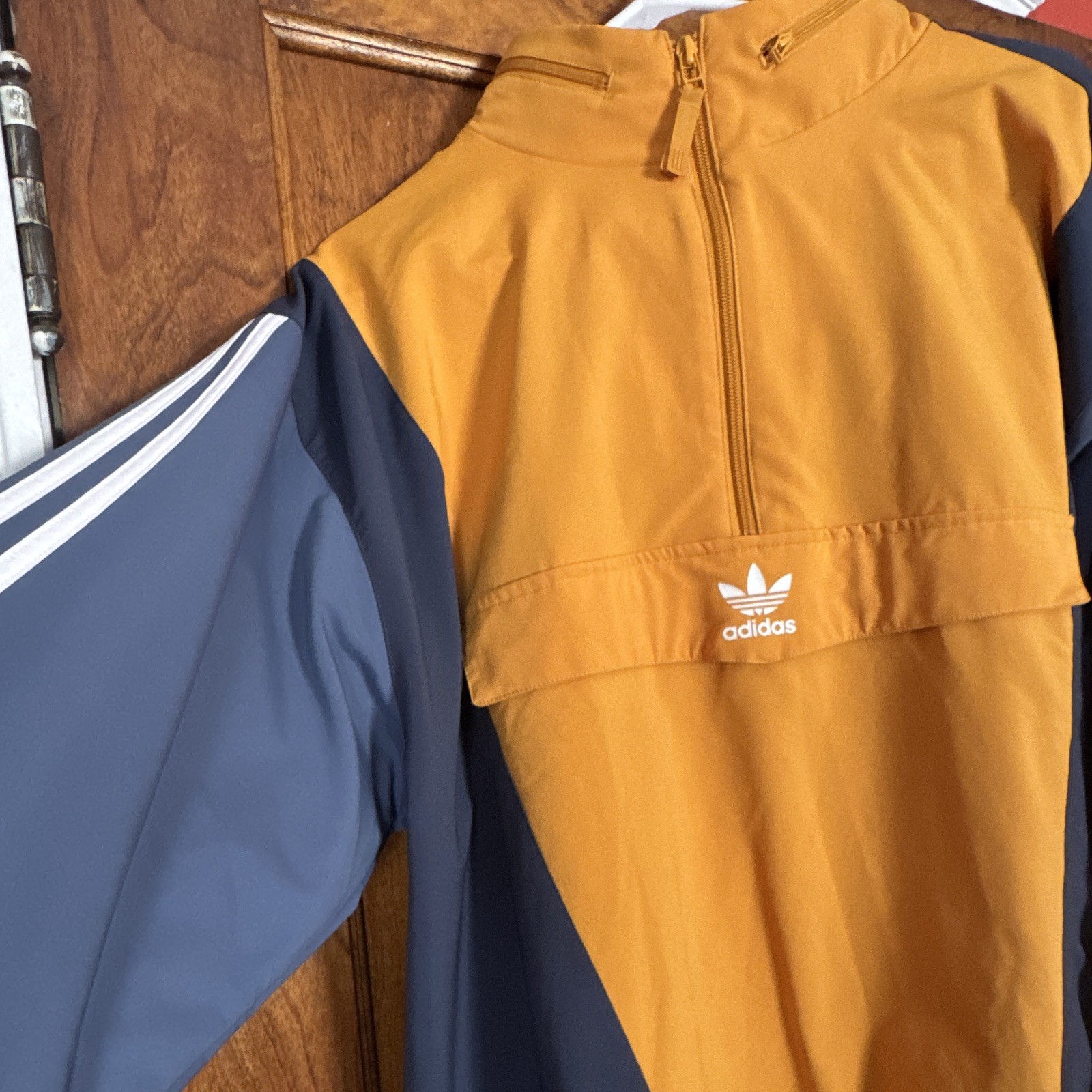adidas Originals vintage Men’s Half-Zip Jacket L Yellow/Blue striped Colorblock