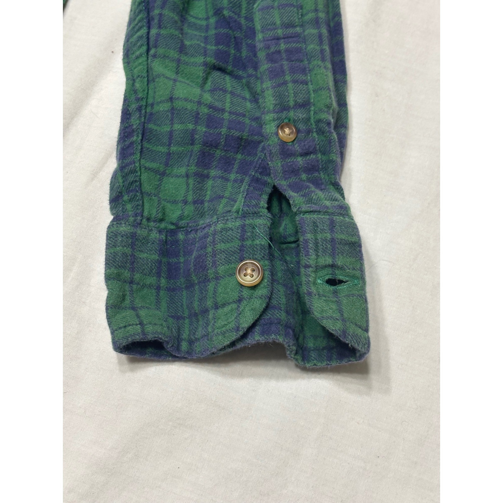 Chaps Mens XXL Brushed Flannel Shirt Green Navy Blue Plaid Long Sleeve Cotton