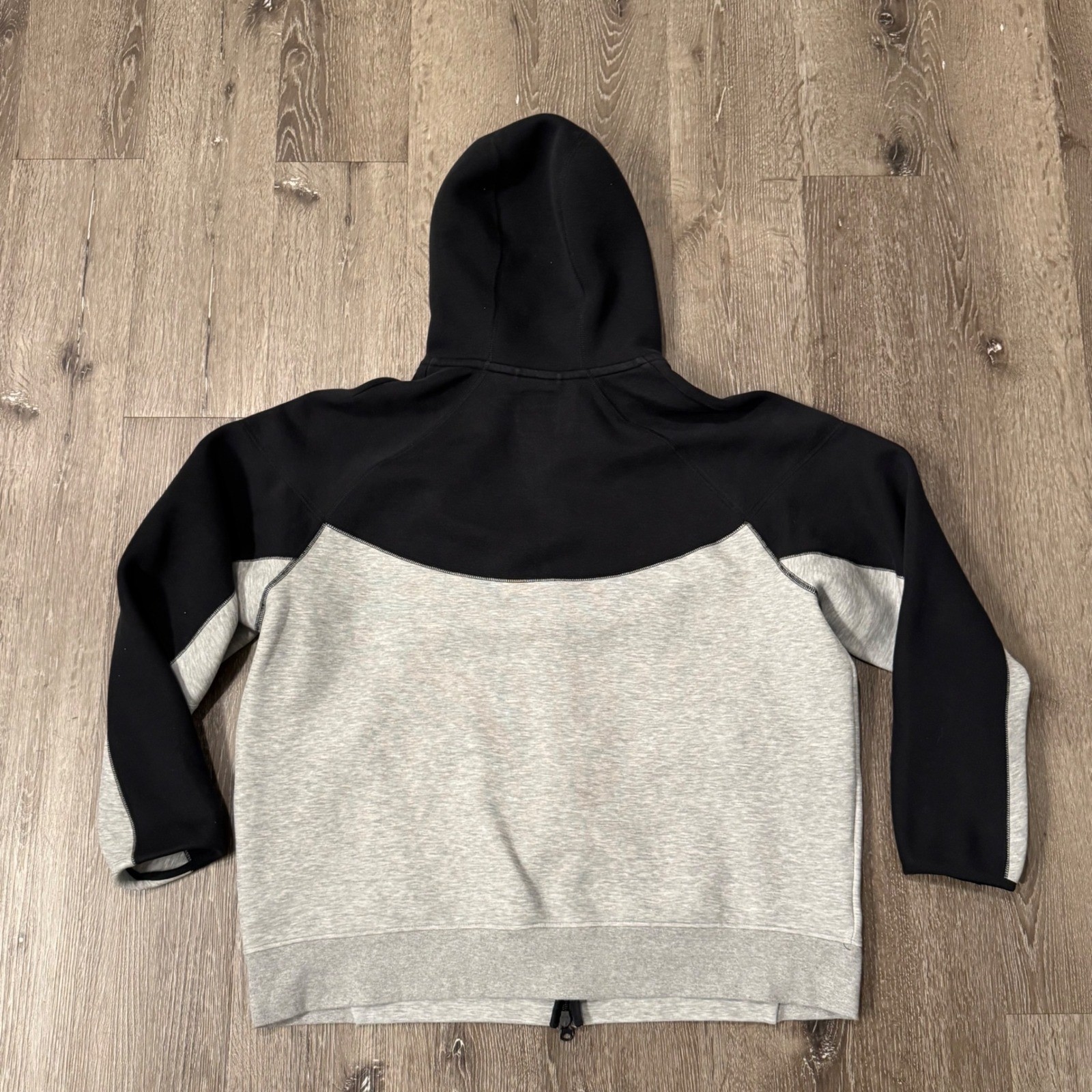 Nike Hoodie Mens XXL Black Grey Tech Fleece Full Zip Colorblock Chevron Active