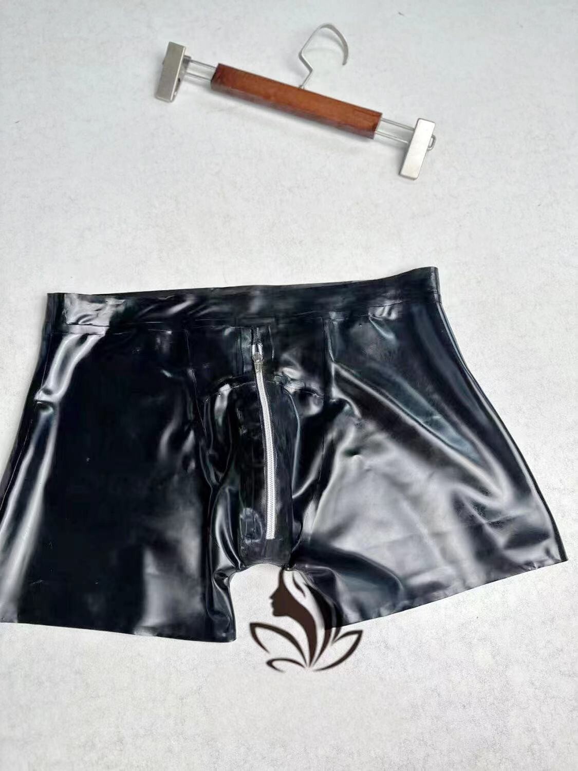 Mens Latex Gummi Shorts with Zipper Rubber Boxer Underwear Club wear BDSM 0.4mm