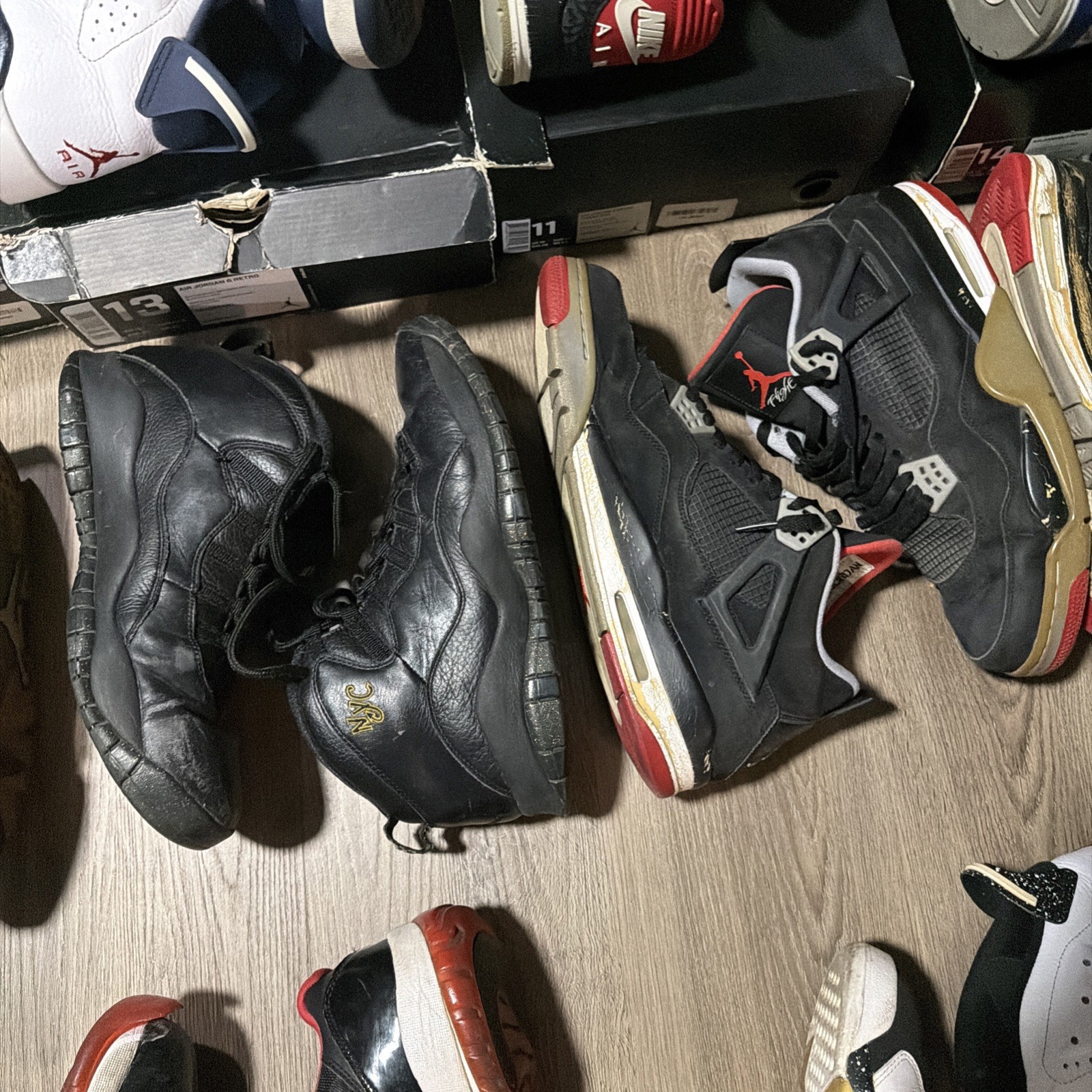 Air Jordan Bundle Lot 10 Pairs For Restoration Vintage OG Box Sizes 10-14 Bred