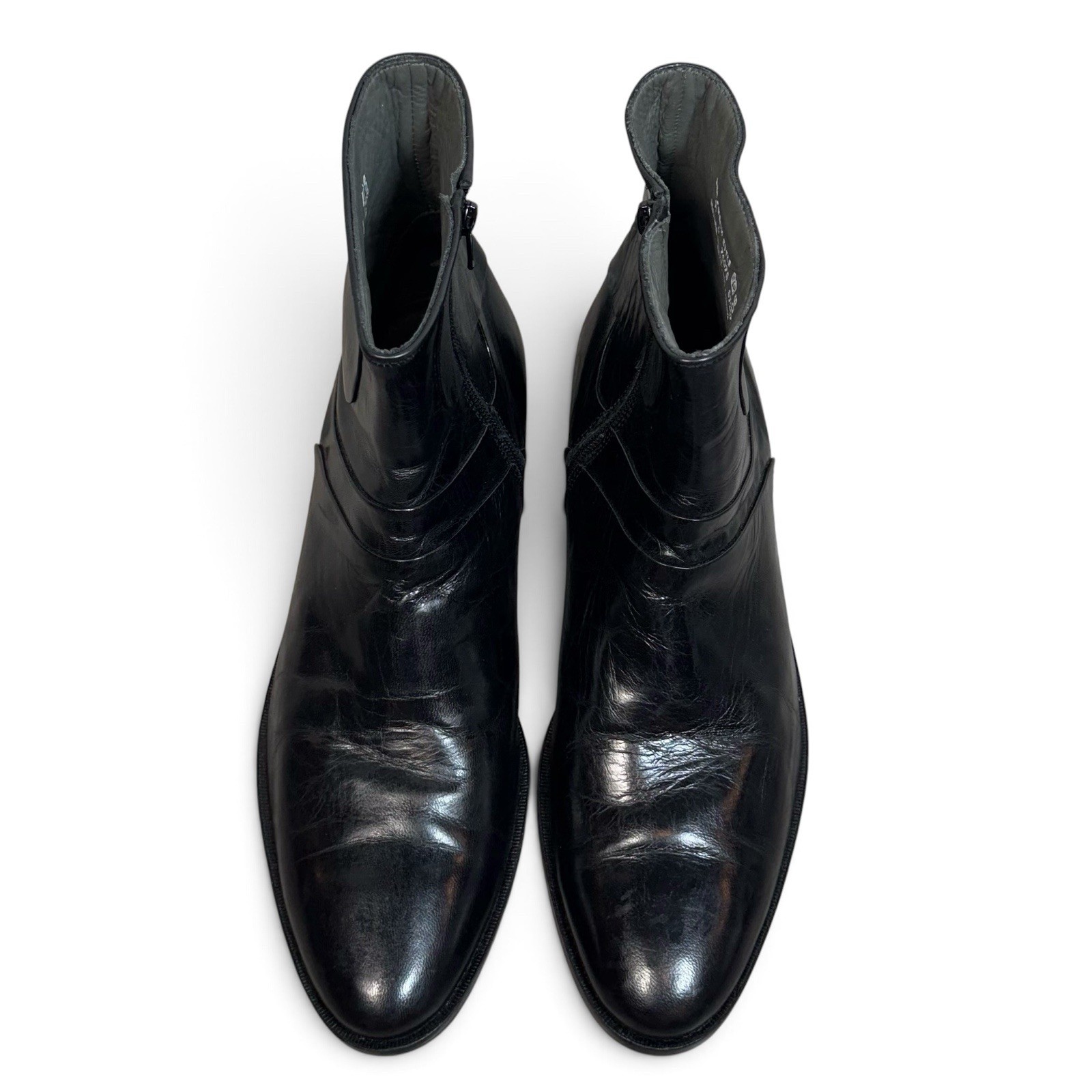 David Taylor Mens Black Leather Beatle Ankle Boots Size 11 D Cuban Block Heel