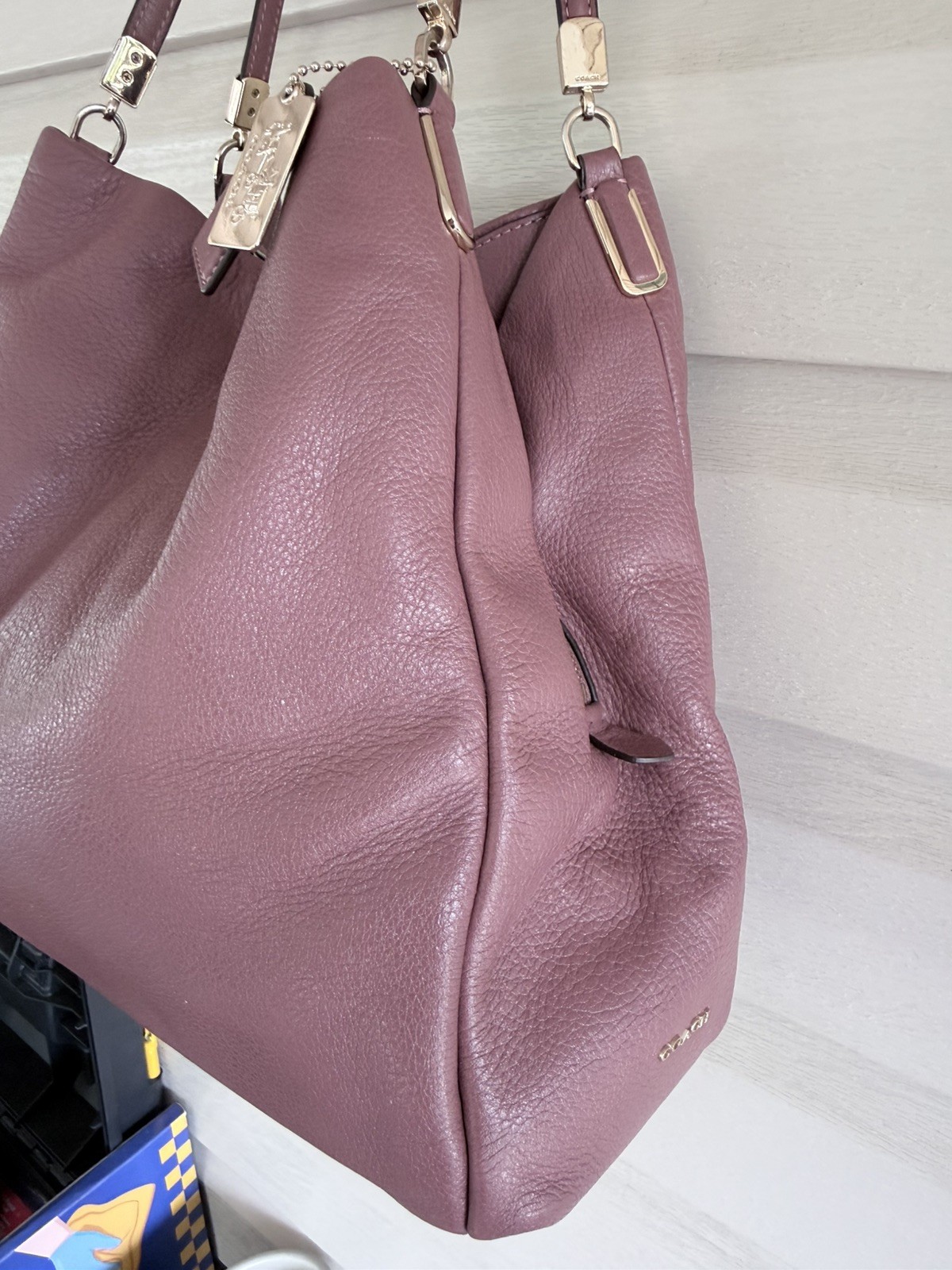 Coach Madison Phoebe Misty Mauve Pebbled Leather Shoulder Bag 26224 Gold
