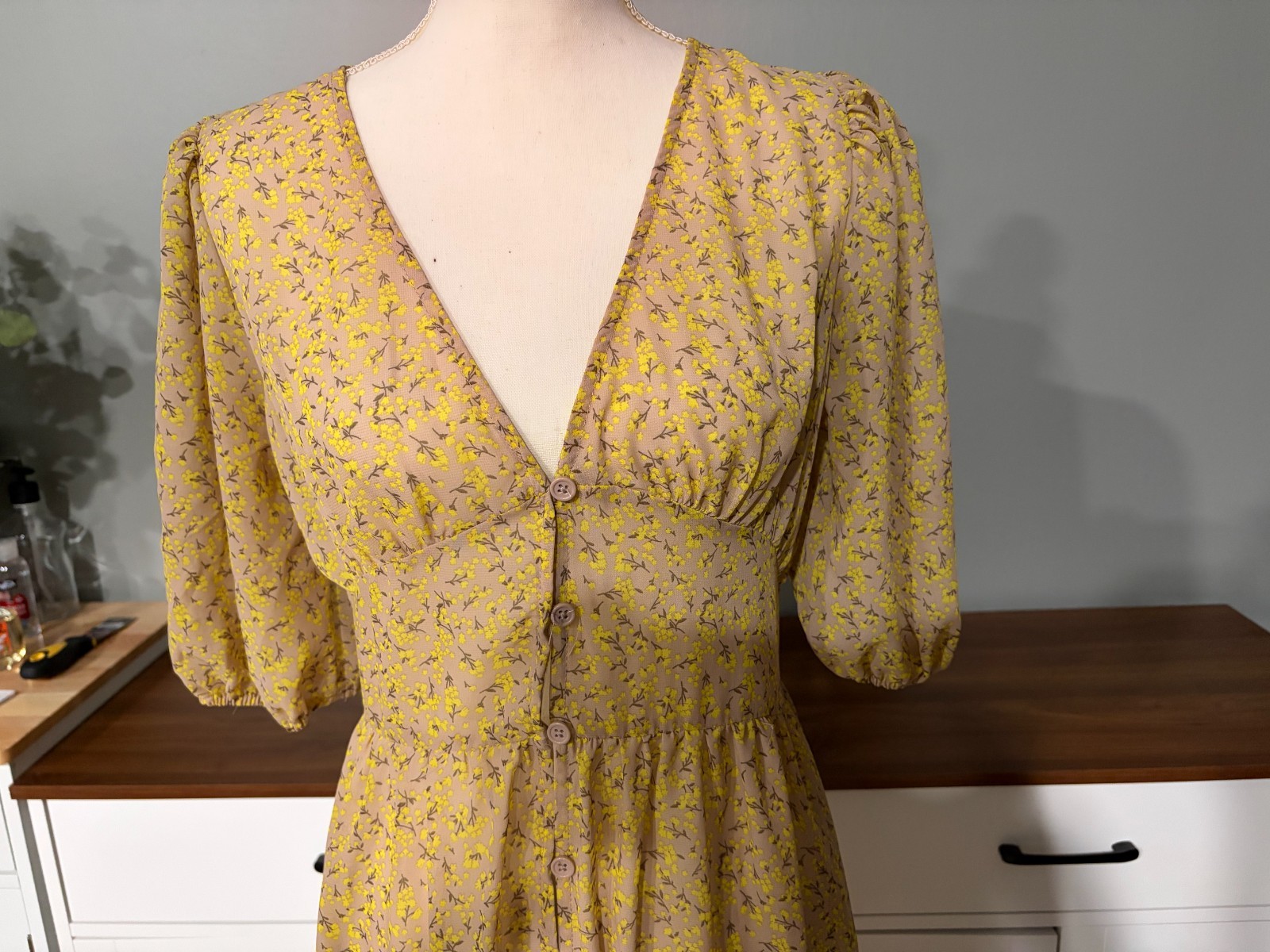 Wild Fable Long Sheer Sundress Yellow Floral Maxi Dress NWT Size Small