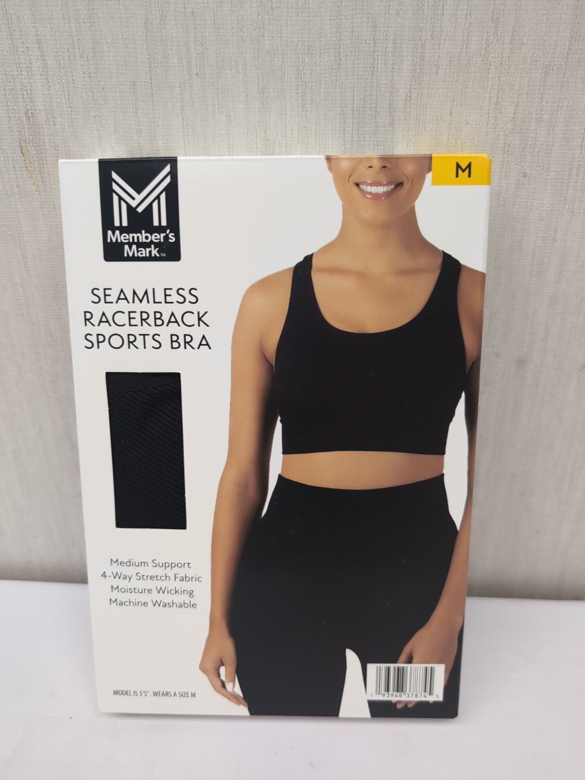 Member’s Mark Women Seamless Racerback Medium Support Sports Bra Black Sz Med L4