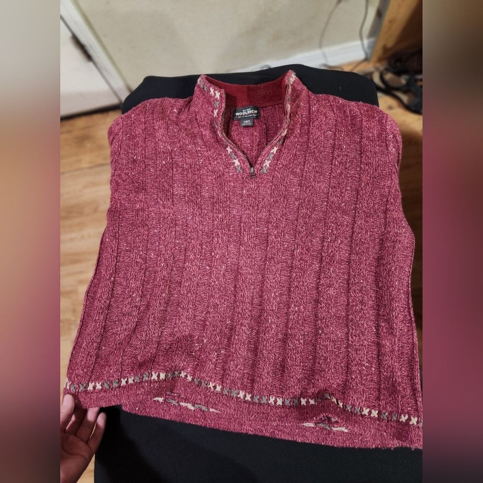 Woolrich Burgandy Knit Sweater with Star Accents