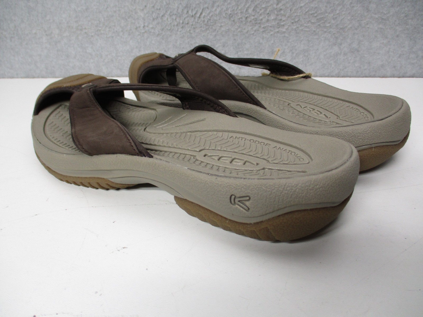Keen Waimea TG Toe Protect Flip-Flops Sandals Leather Brown/ Taupe Mens Sz 11