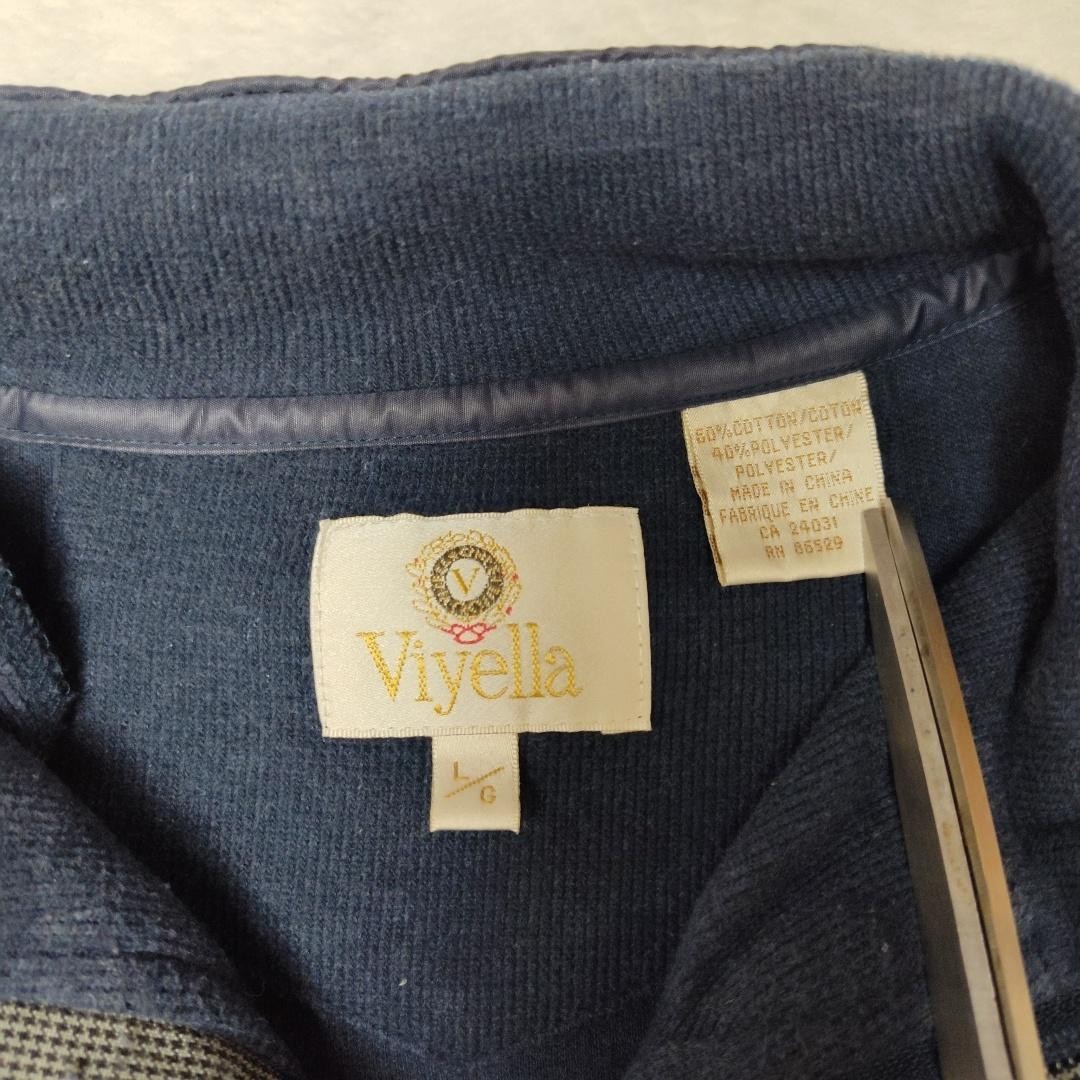 Viyella Pullover Mens L Blue Mock Neck Tight-Knit Pullover Long Sleeve Pockets