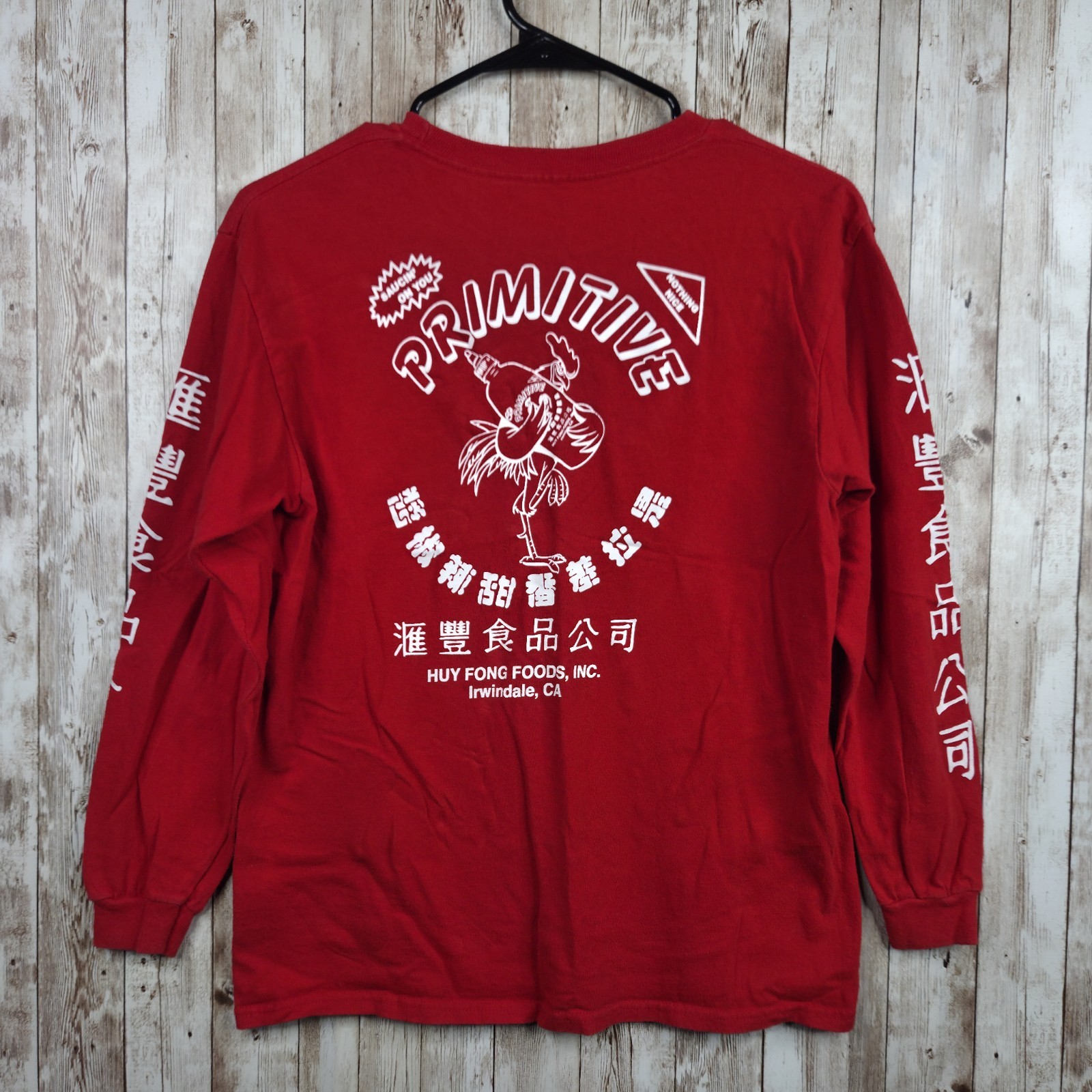 PRIMITIVE SKATEBOARD x HUY FONG SRIRACHA SAUCE Red Shirt Kids Size Large Unisex