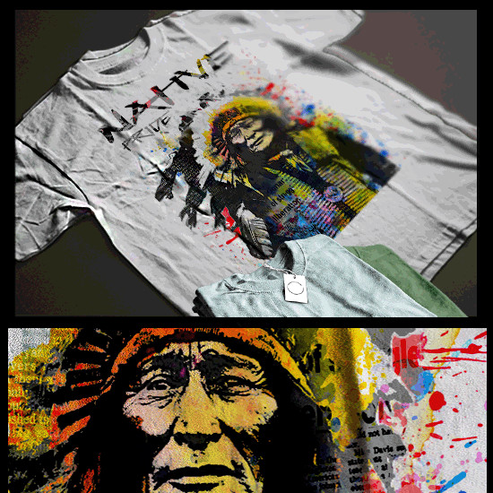 Native American Indian T-Shirt Abstract Art Indigenous Warrior Chief Headress II