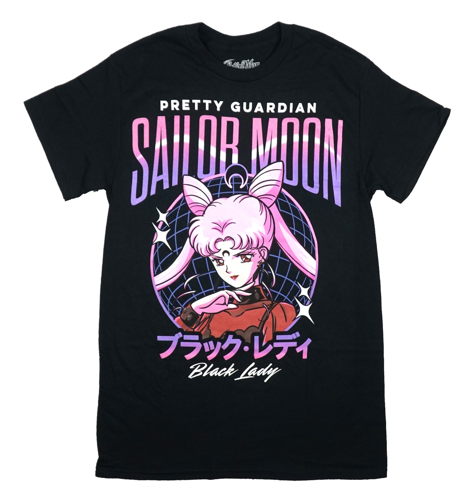 Sailor Moon New Adult T-Shirt – Pretty Guardian Black Lady Globe Kanji