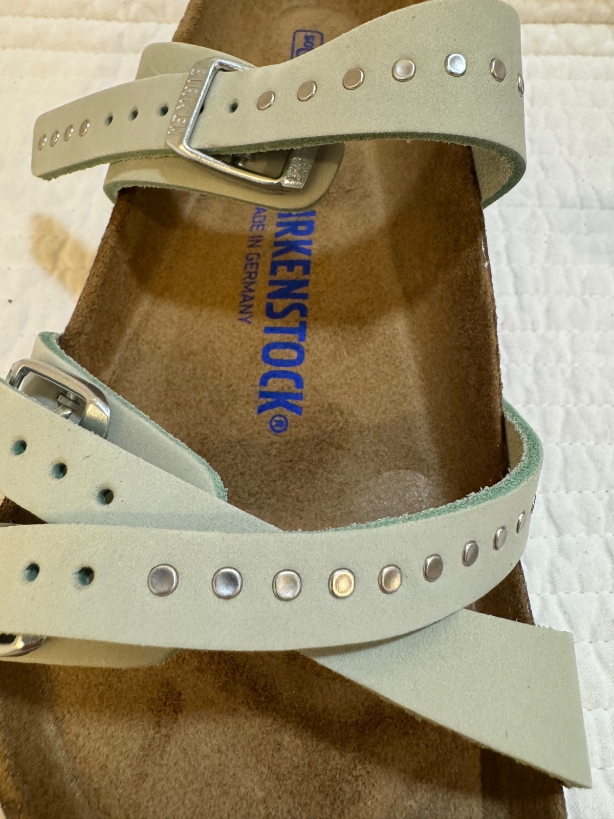 BIRKENSTOCK FRANCA INJECTED RIVETS SOFT FOOTBED NUBUCK LEATHER MATCHA GREEN 38 R