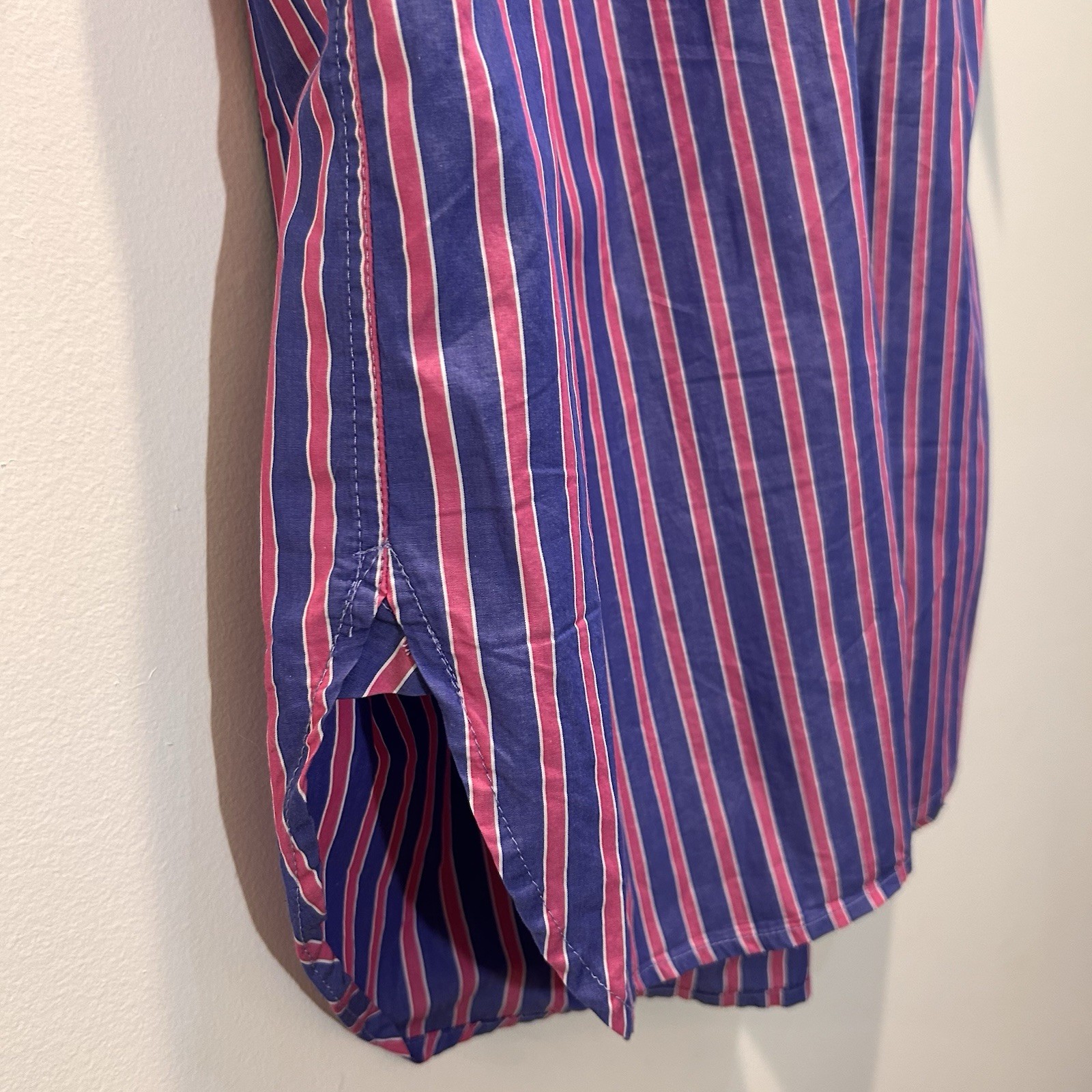 J.Crew Tall Striped Button-Down Cotton Shirtdress Blue Pink