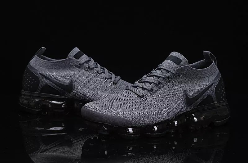 New Nike Air VaporMax Flyknit 2 Air Grey/Black Cushion Shoes 7-11