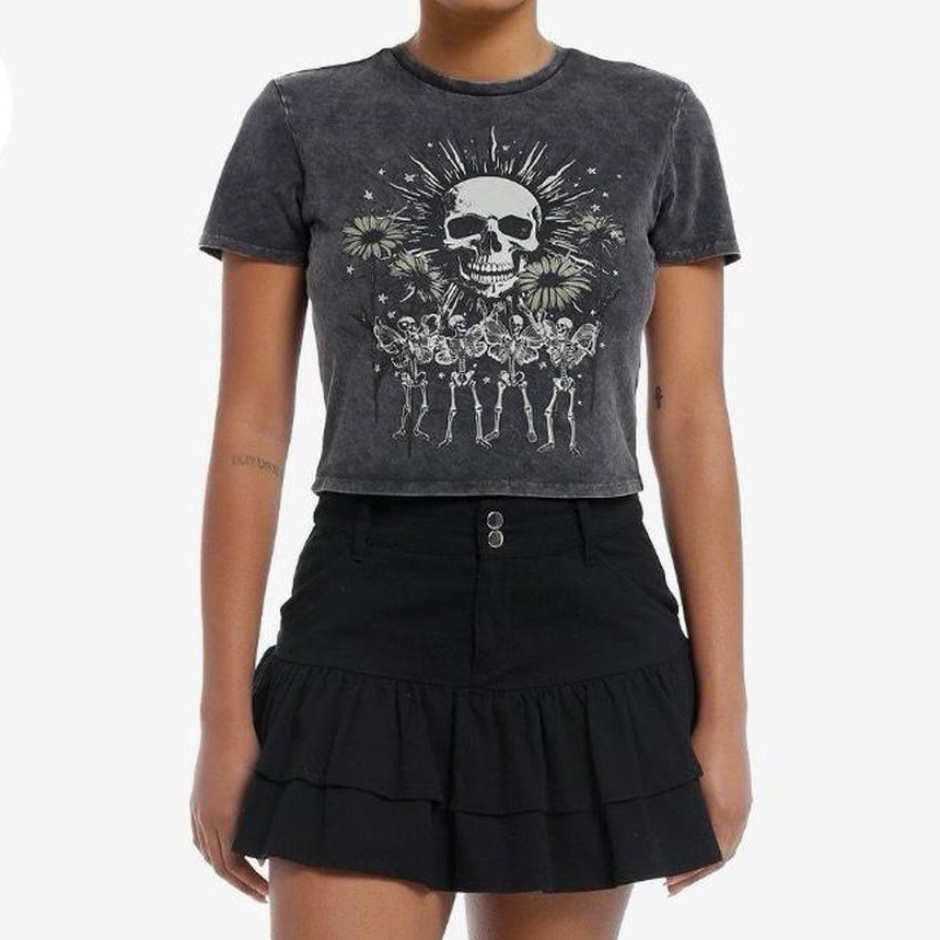 Social Collision Skeleton Fairy Flower Wash Girls Baby T shirt – US XS
