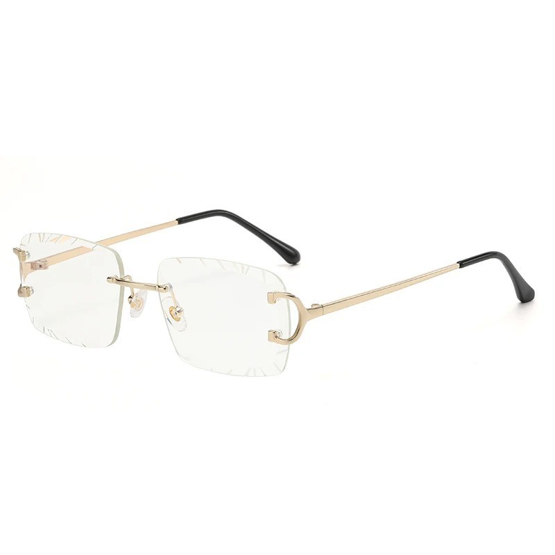 USA- Big C Diamond Cut Fade Frameless Lens Gold Frame in Box