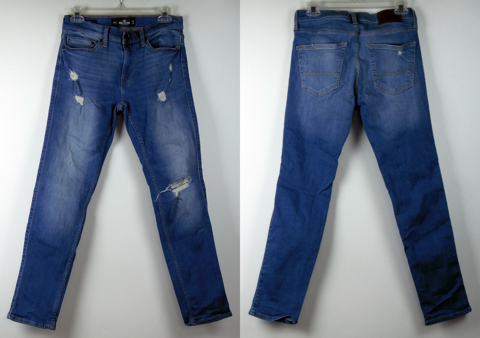 Hollister Advanced Stretch Skinny Distressed Denim Blue Jeans W29 L30