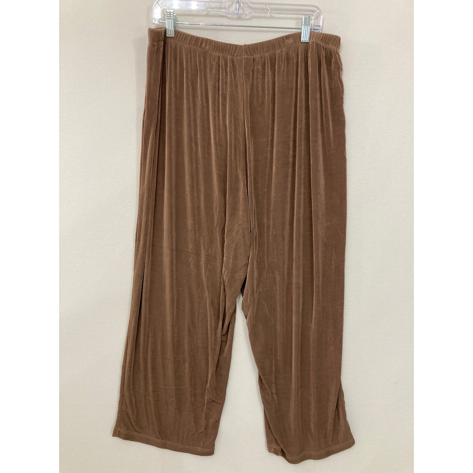 NWT Citiknits Straight Leg Crop Pants 2X Slinky Knit Elastic Waist Made in USA