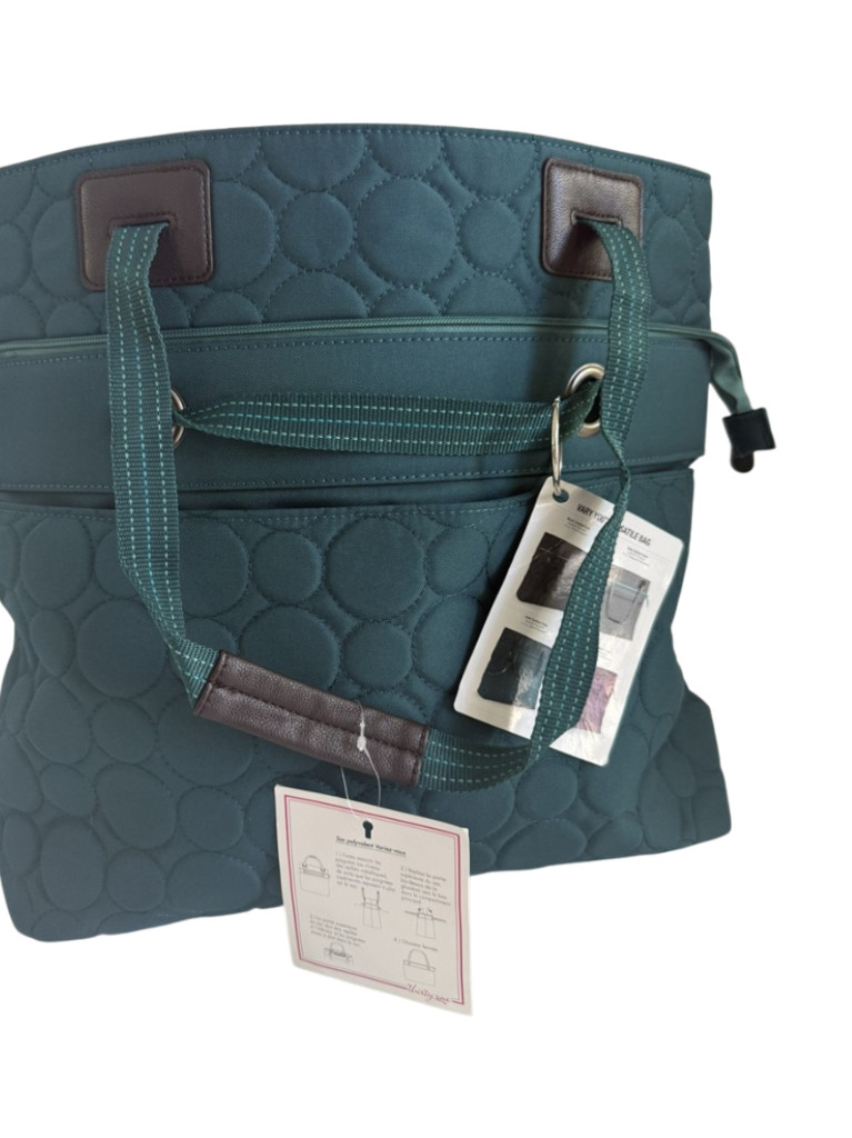 Thirty-One NEW Jade Quilted Dots $75 Vary You Versatile Tote Bag Handbag Purse