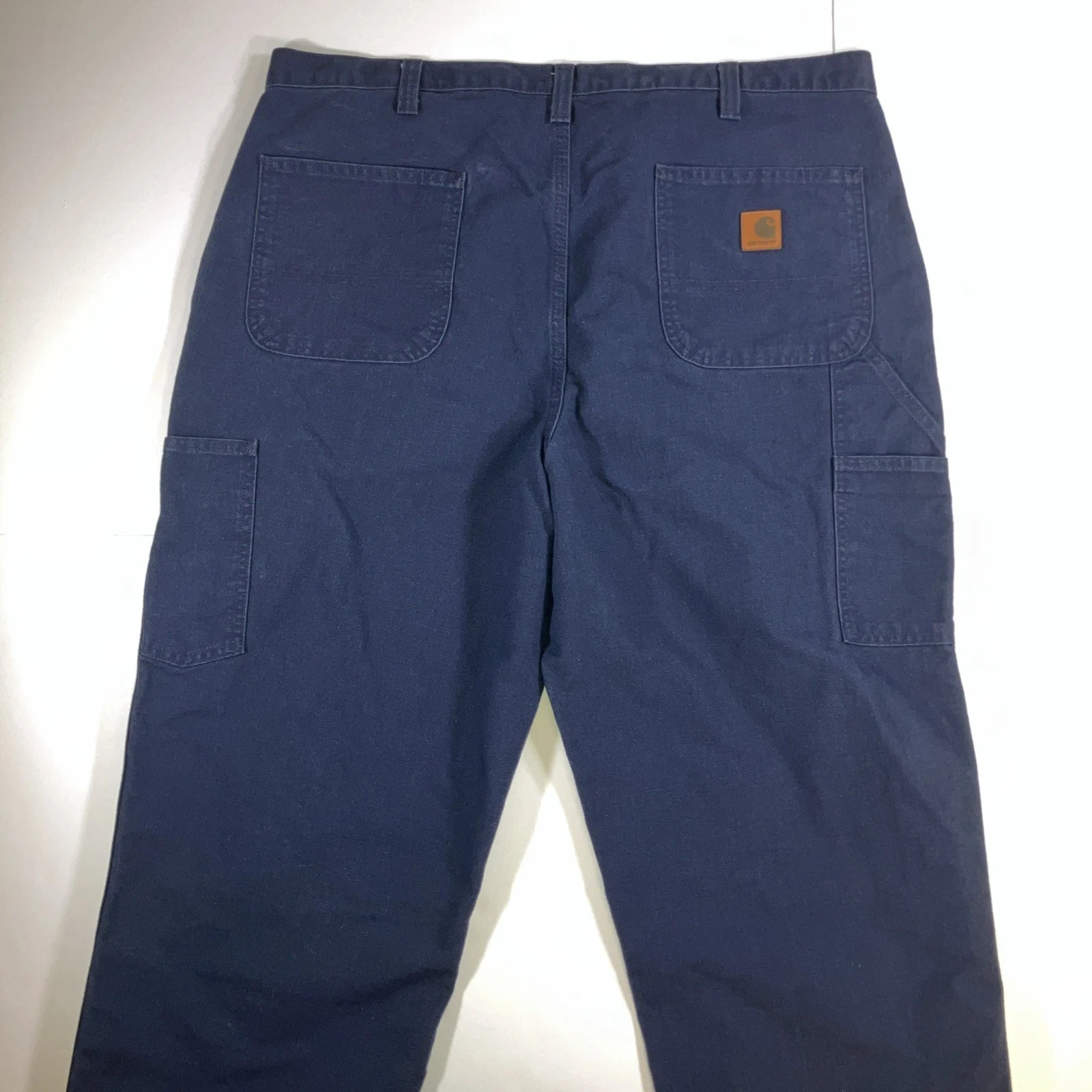 Carhartt 48X30 Work Pants Navy Blue Cotton Blend Dungaree Fit 383-20 B Good