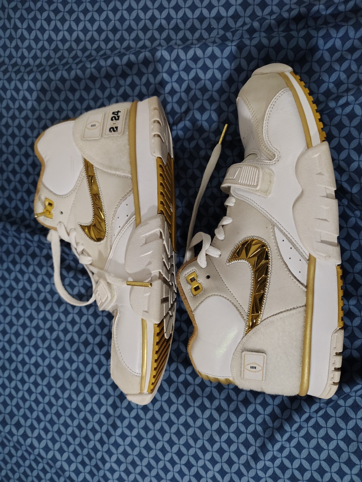 Nike Air Trainer 1 CFP Pack Mid Top Lace Up Strap Leather White/Gold FJ6196-100