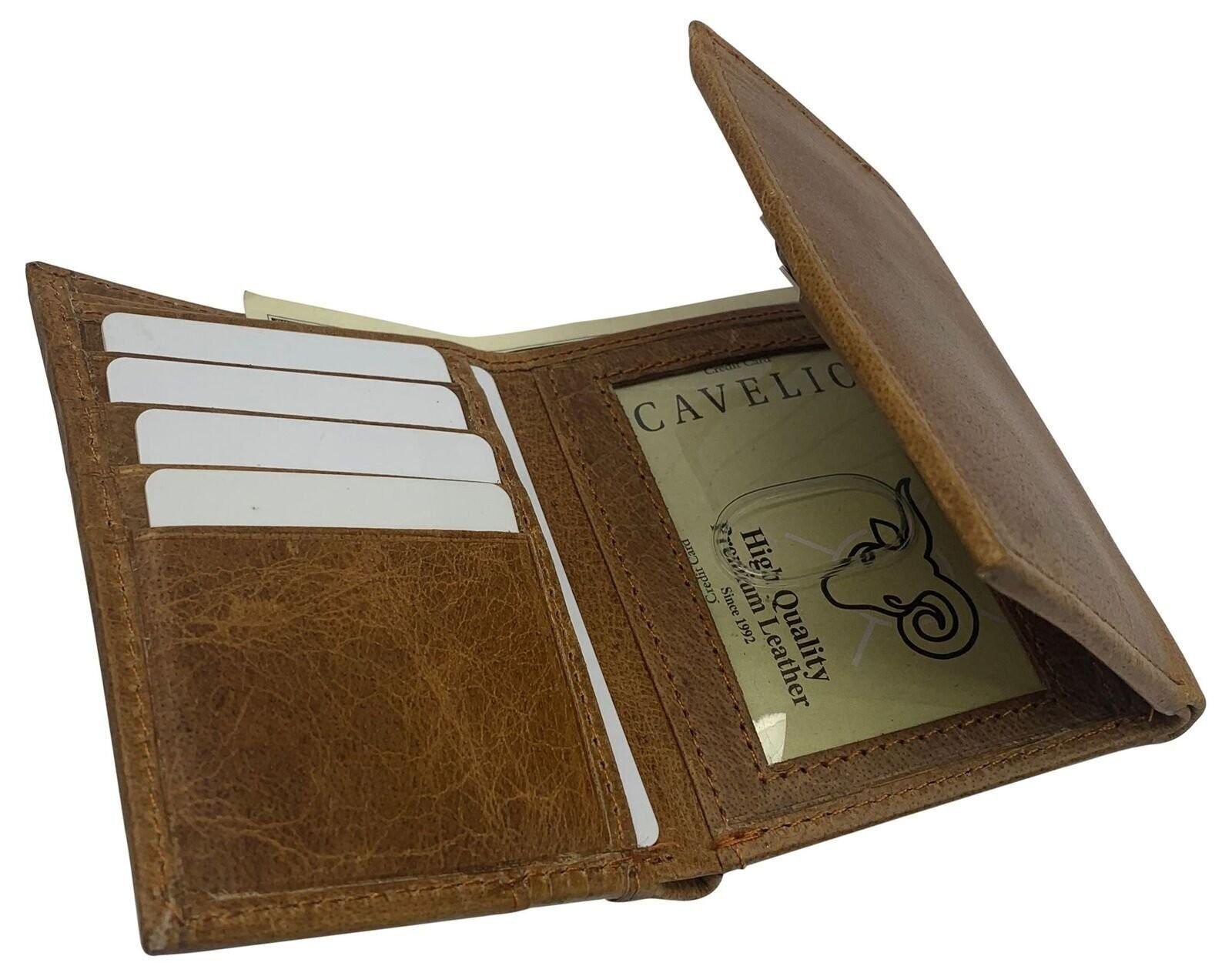 USA Genuine Leather RFID Blocking Trifold Wallets for Men Tri-fold Wallet with I