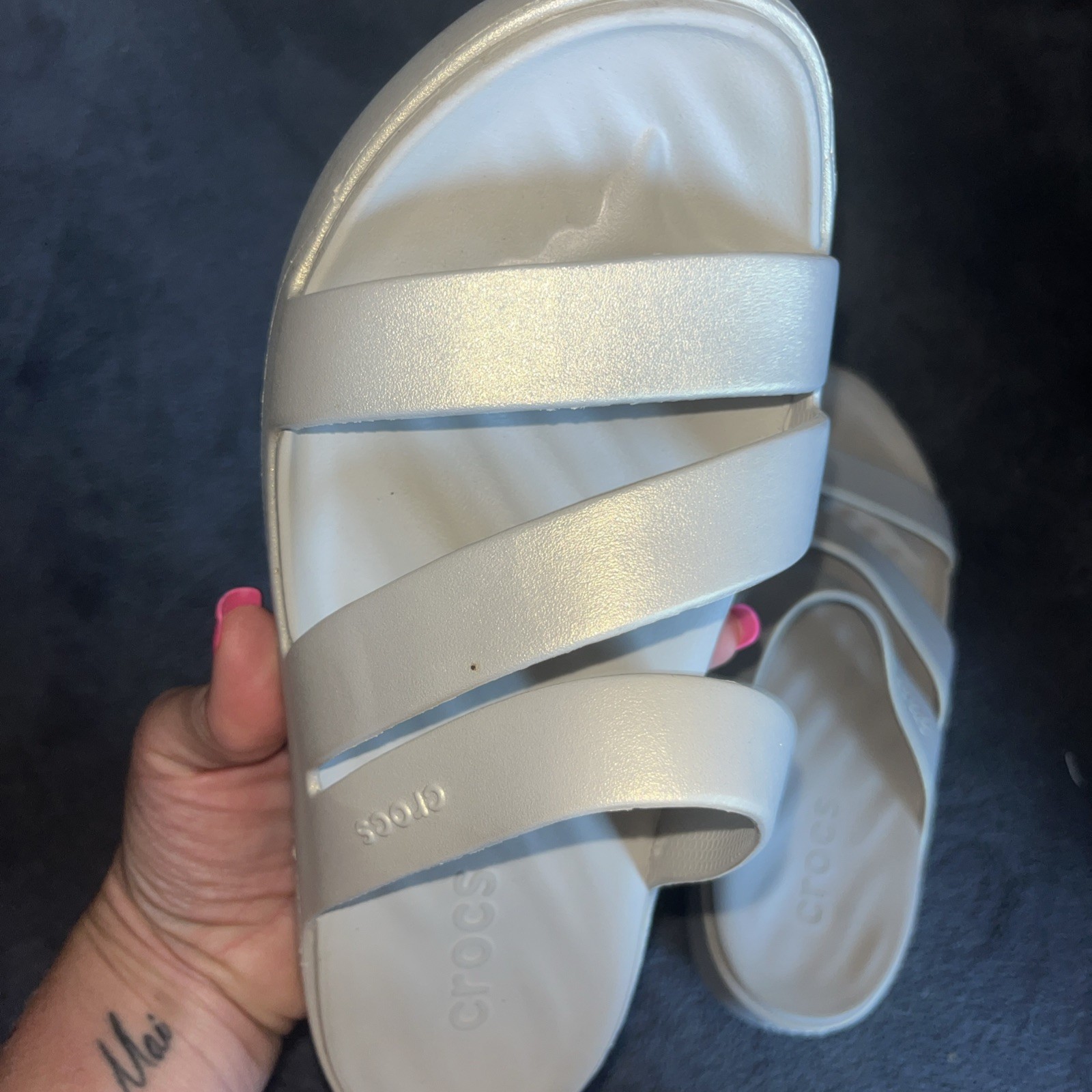 Crocs Women’s Glitter Platform Slide Sandal, Size 7, Slip-On, Open Toe