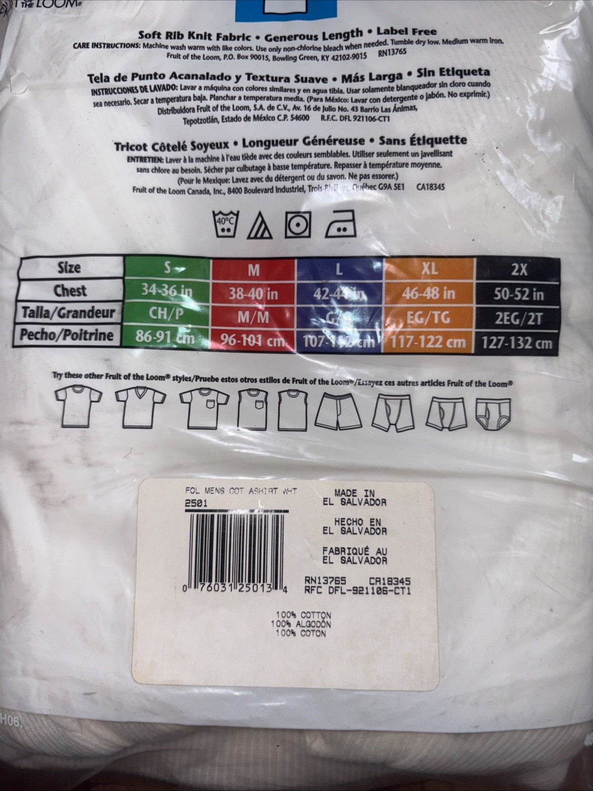 Fruit Of The Loom Men’s Classic White 3 A-Shirt 3-Pack Size L