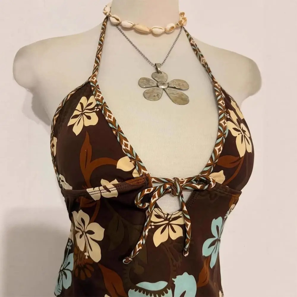 2Pcs/Set Fashion Summer Y2k Beach Bikini Punk Vintage Bikini Set Goth Casual Bea