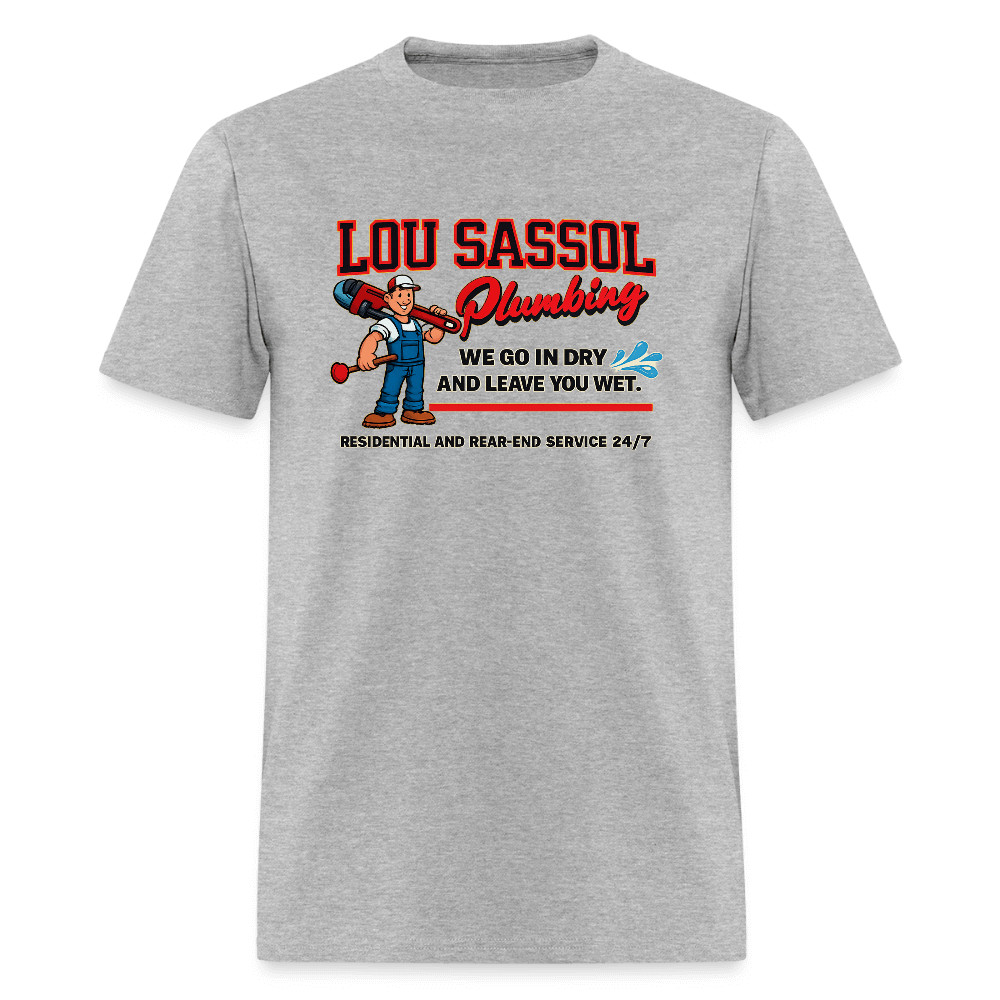 Lou Sassol Plumbing Funny Men’s T-Shirt – Adult Humor Graphic Tee