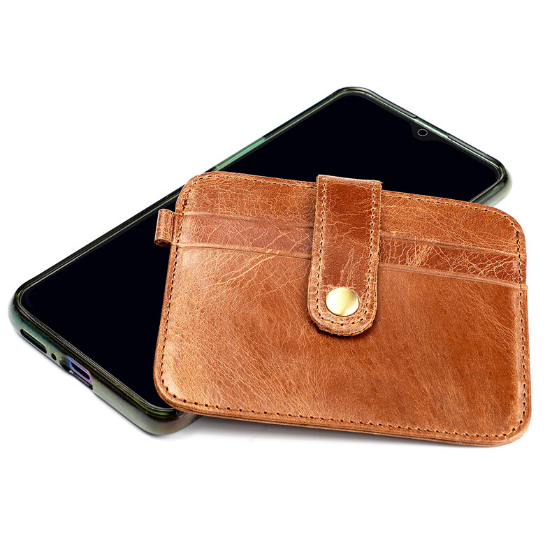 RFID Blocking Card Wallet with Hasp Coin Pocket Vintage Leather Small Wallet USA