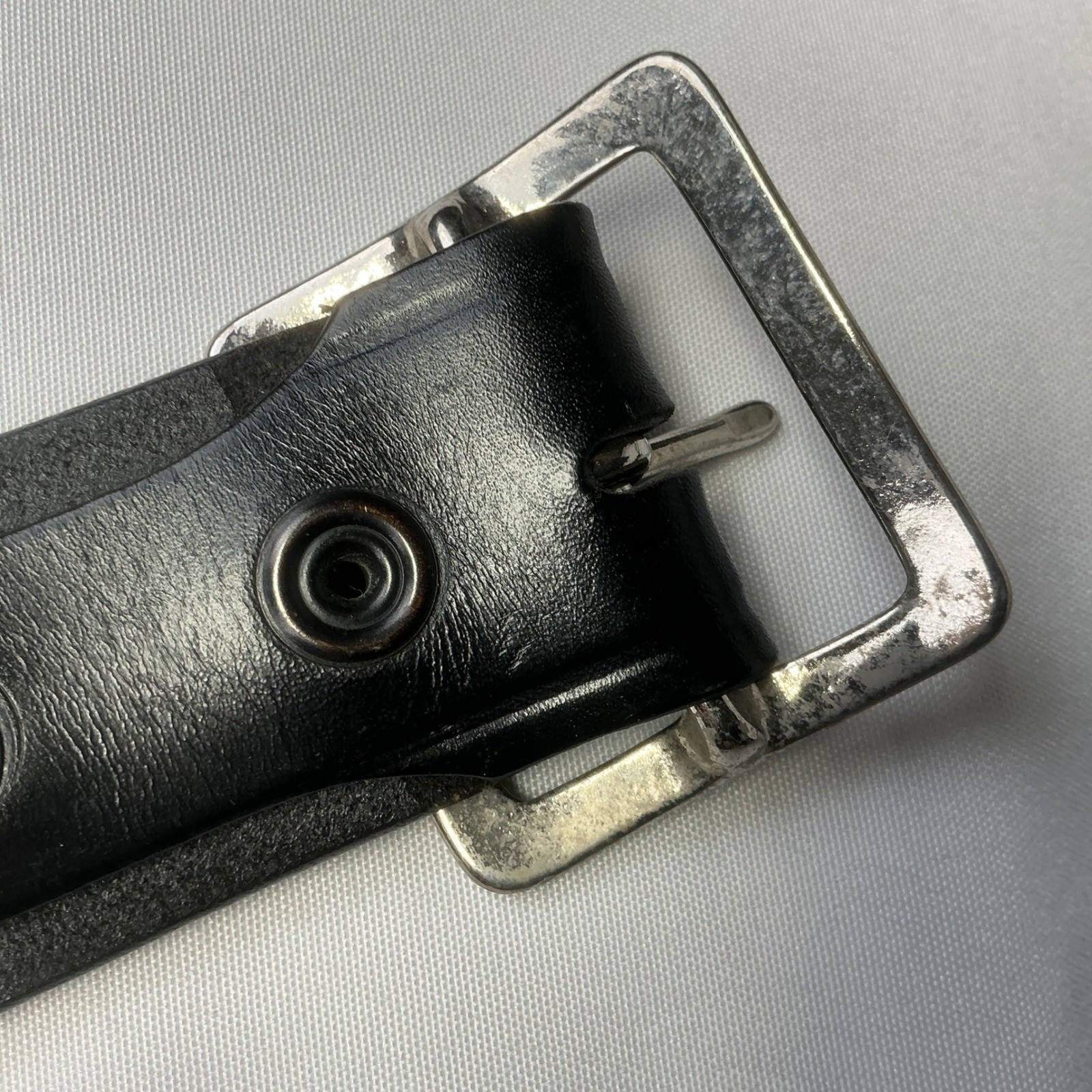 Goulds & Goodrich Black Leather Belt Silver Buckle Mens Size 42 107CM