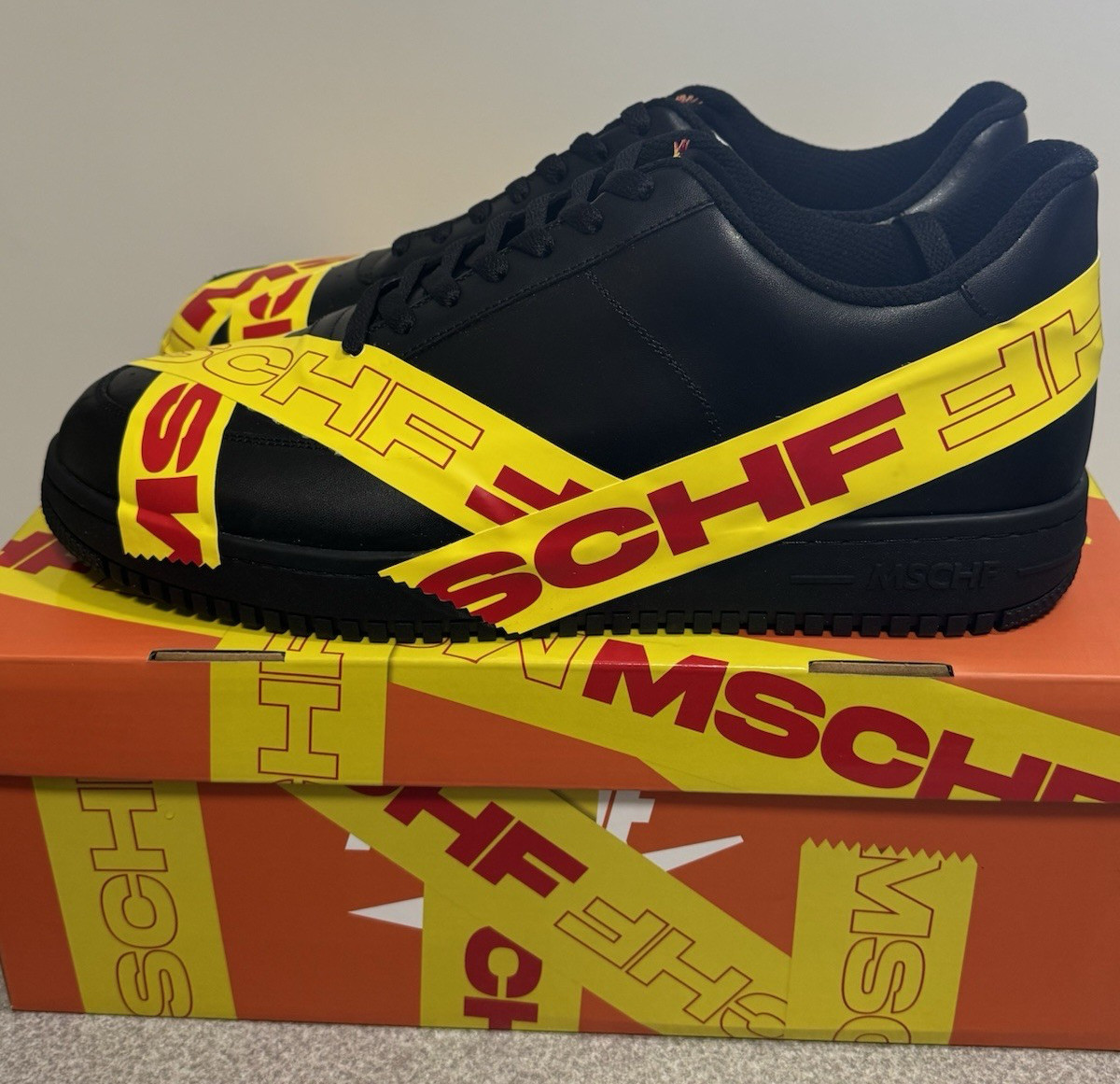 Size 13 – MSCHF X TAP3 Shoes Black Yellow MSCHF-007 NEW