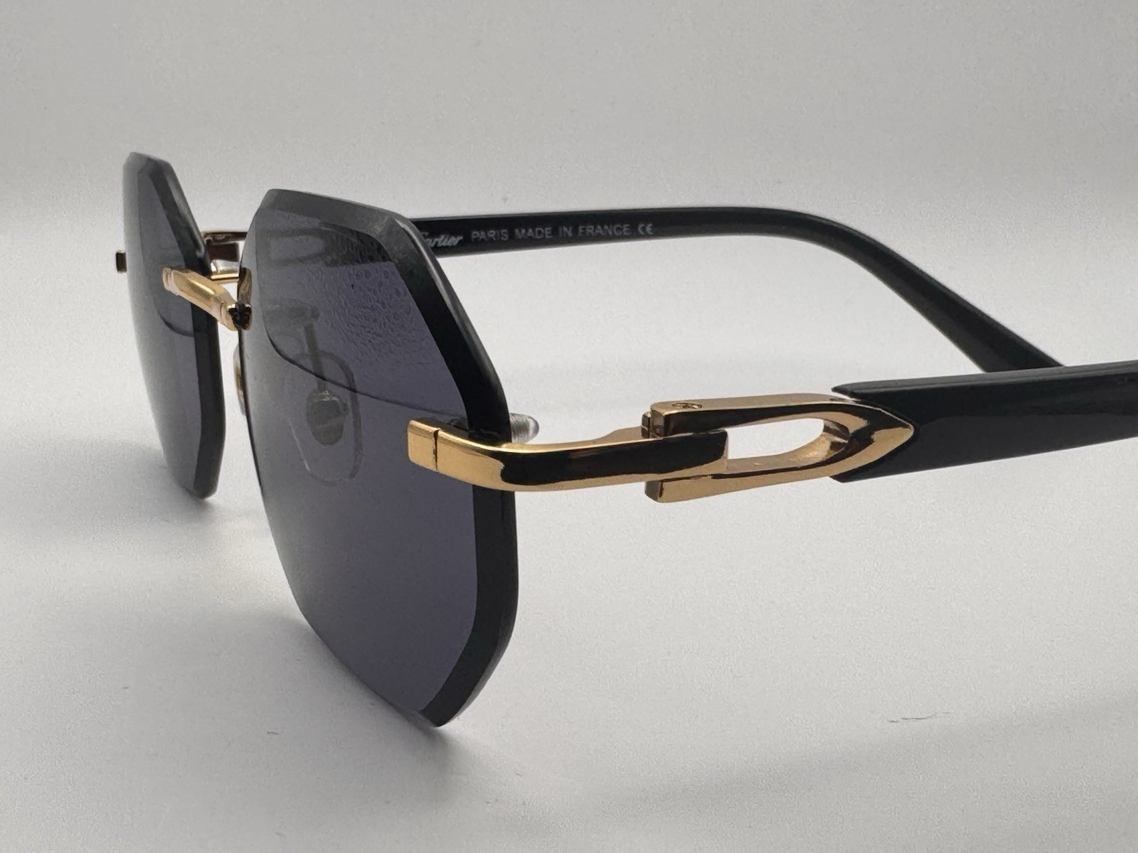 Cartier C Décor Dark Grey Lens & Gold with Black Acetate Temples