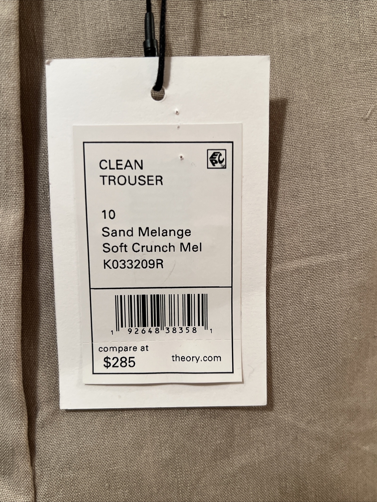 Theory Women’s Clean Trouser Pants Sand Melange Linen Size 10 $285 NEW NWT