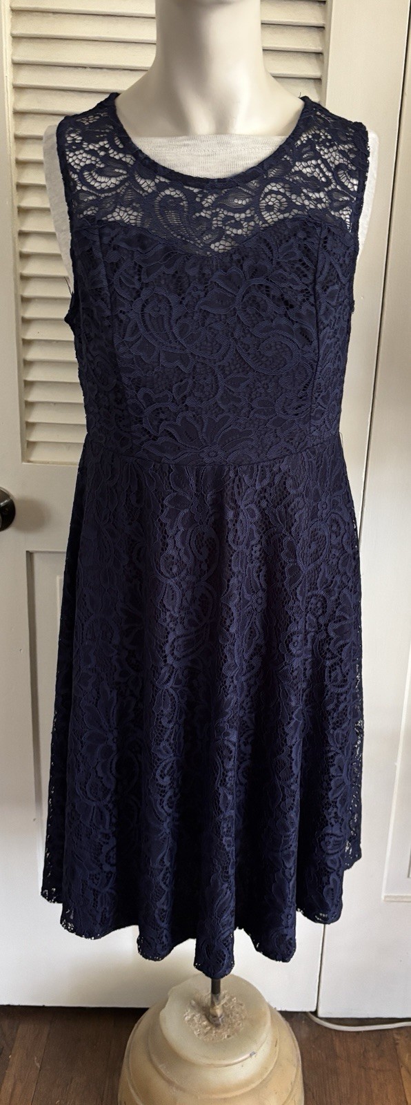 Romantic Navy Blue Crochet Lace Dress