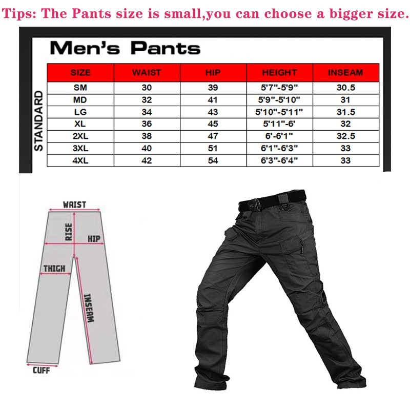 Men Tactical Cargo Pants Soldier Straight-fit Work Combat Trousers Outdoor US