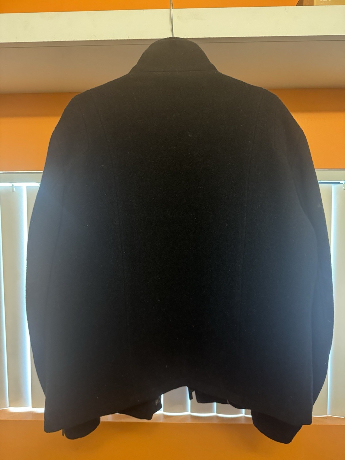 Calvin Klein Men’s Black Wool Blend Full Zip Jacket Stand-Up Collar Lined S