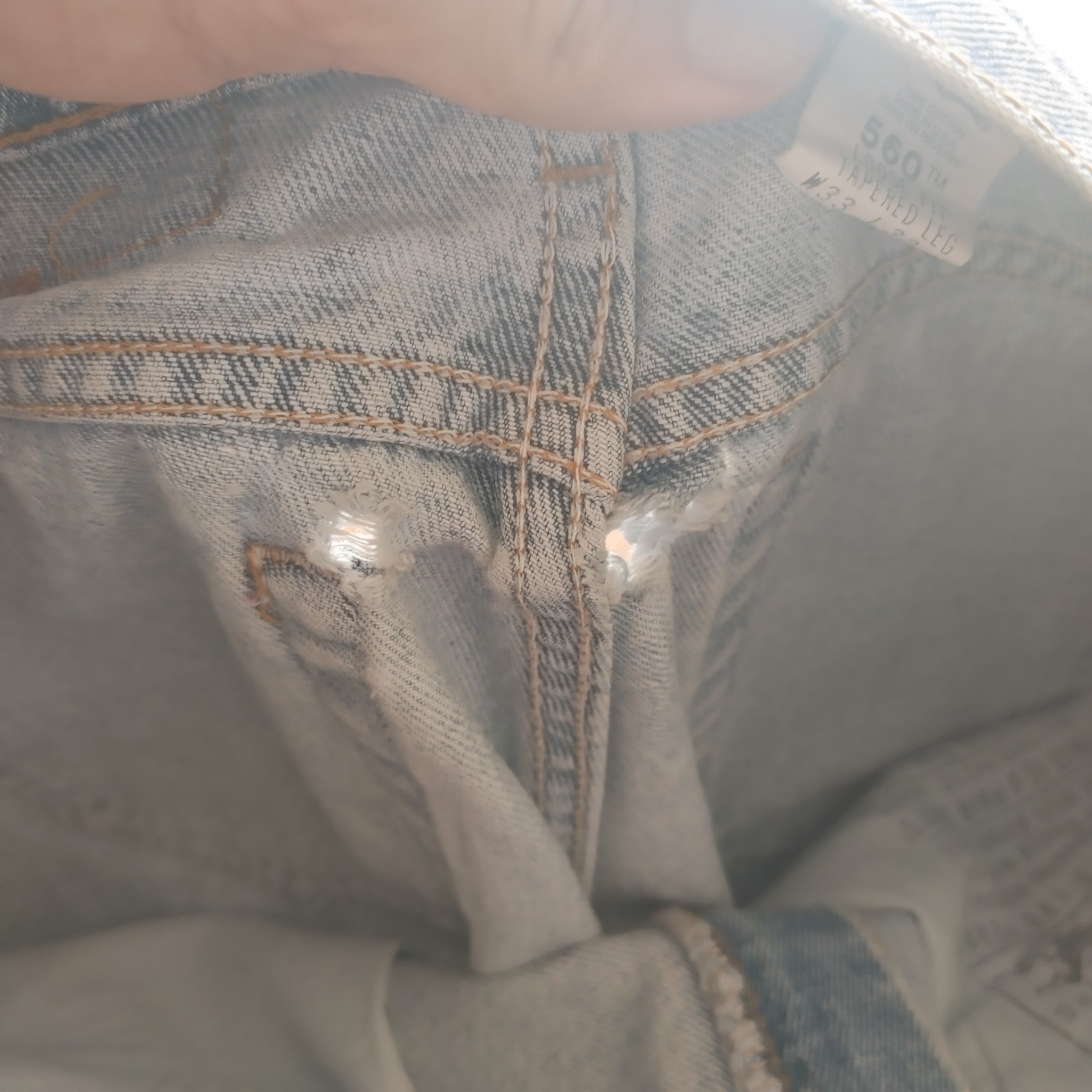 Vtg Levis 560 Y2K Baggy Wide Leg Distressed Jeans Mens 33×32 Light Wash Denim