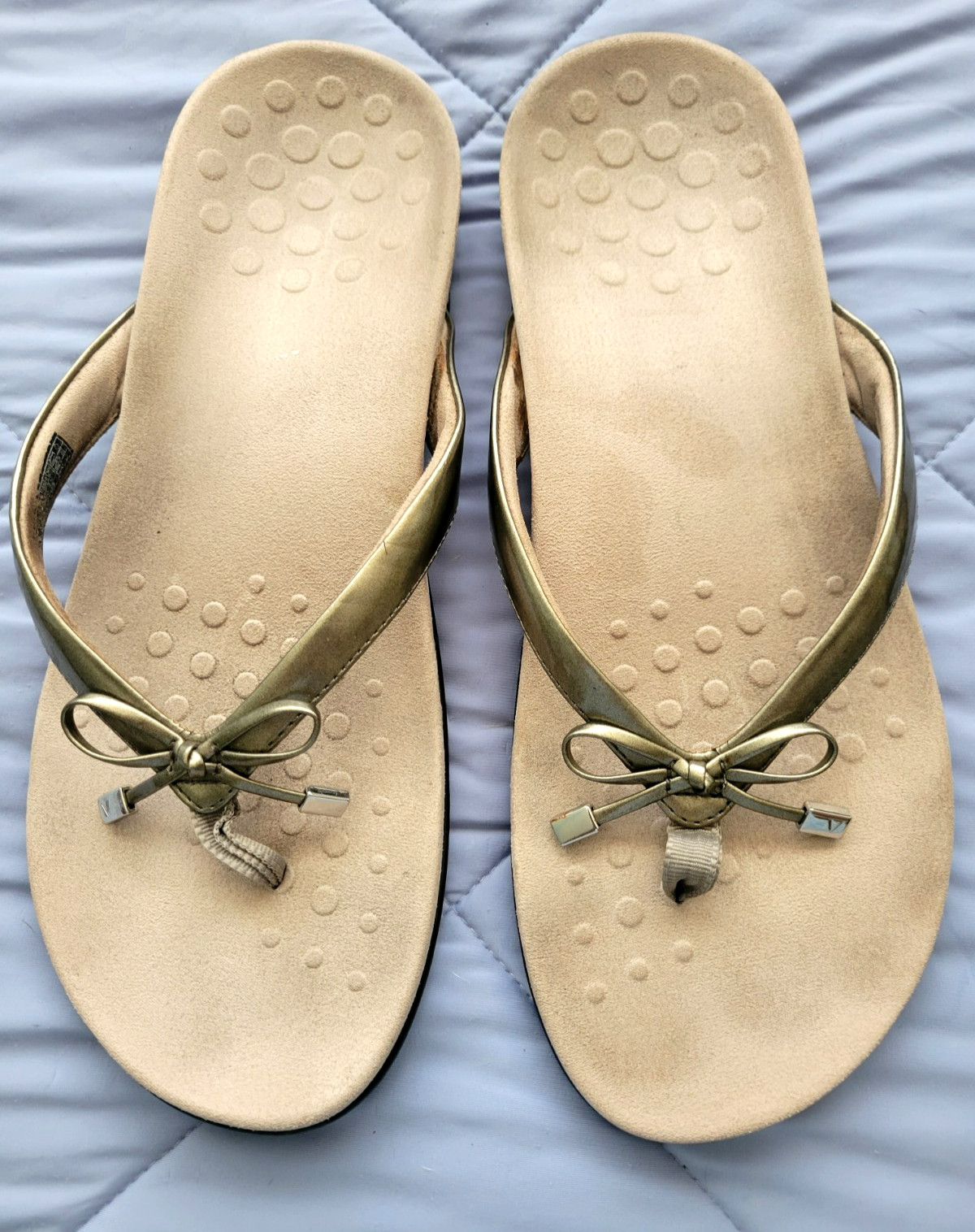 Vionic BELLA II Bow BRONZE Thong Sandals Orthotic Arch Support Flip Flops 11 W