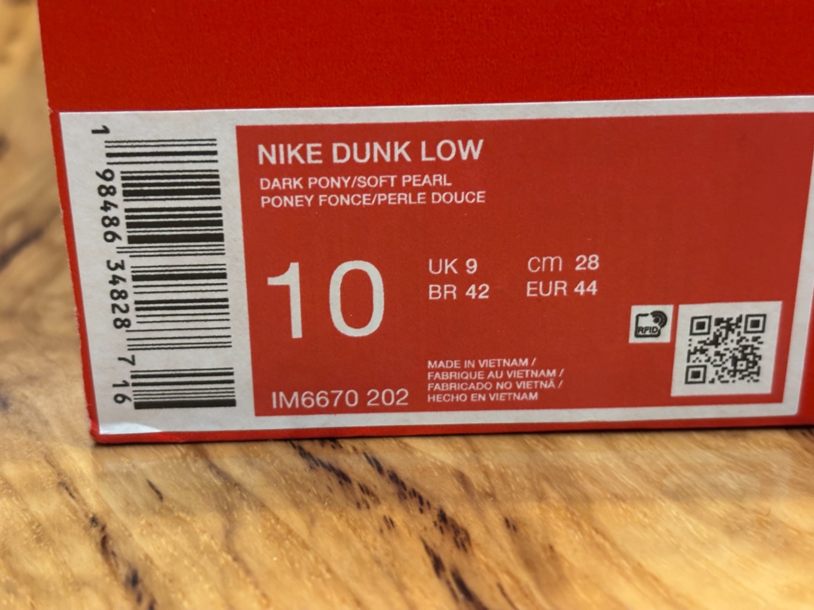 Nike Dunk Low Dark Pony Soft Pearl IM6670 202 Men’s Size 10
