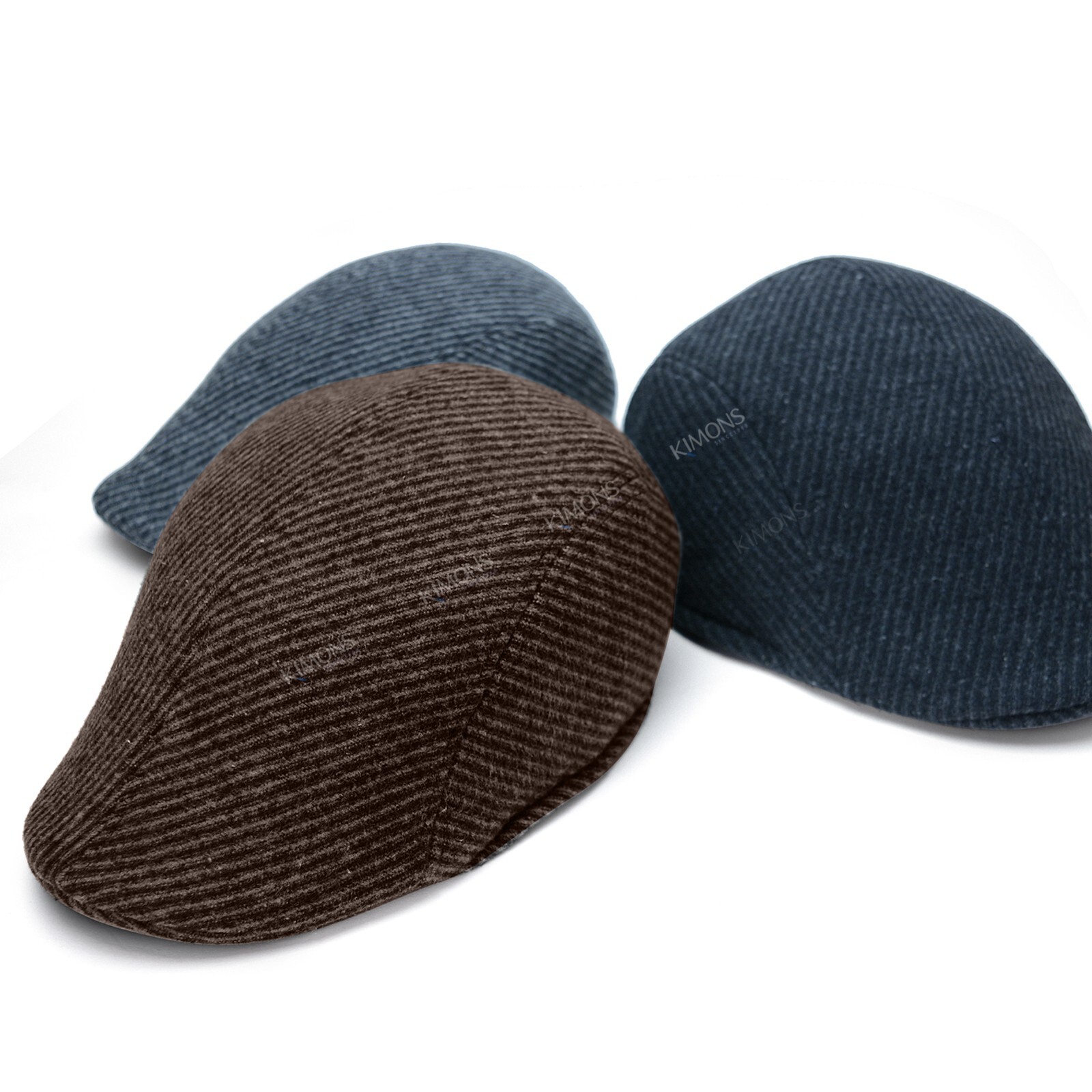 Cotton Wool Herringbone Newsboy Gatsby Cap Ivy Hat Golf Mens Flat Cabbie Stripe